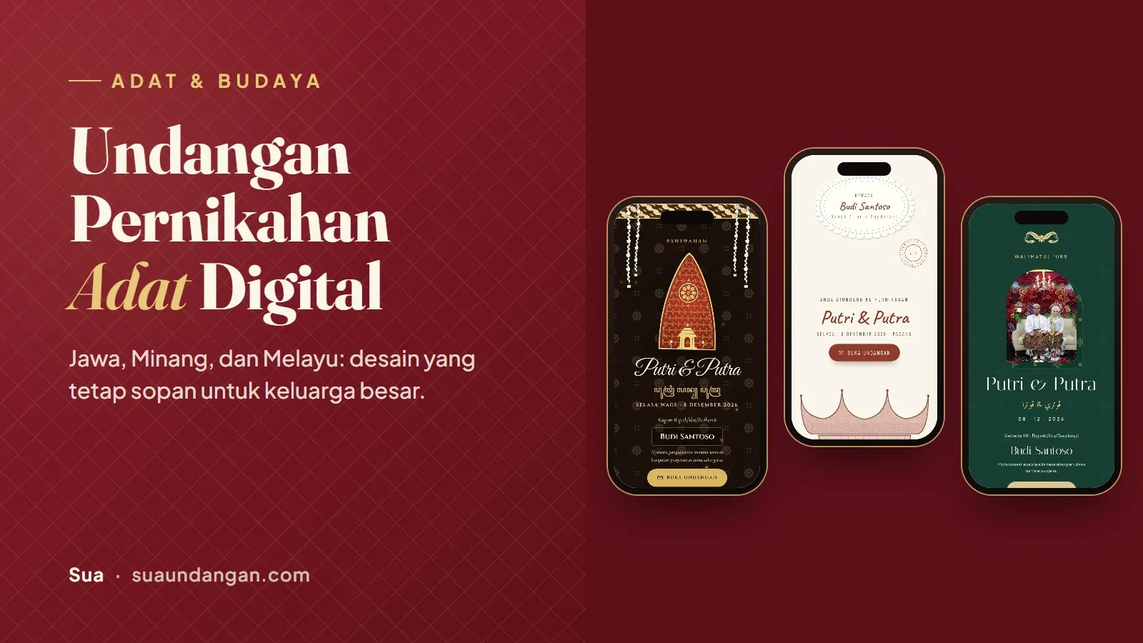 Undangan Pernikahan Adat Digital: Contoh Desain Jawa, Minang, dan Melayu