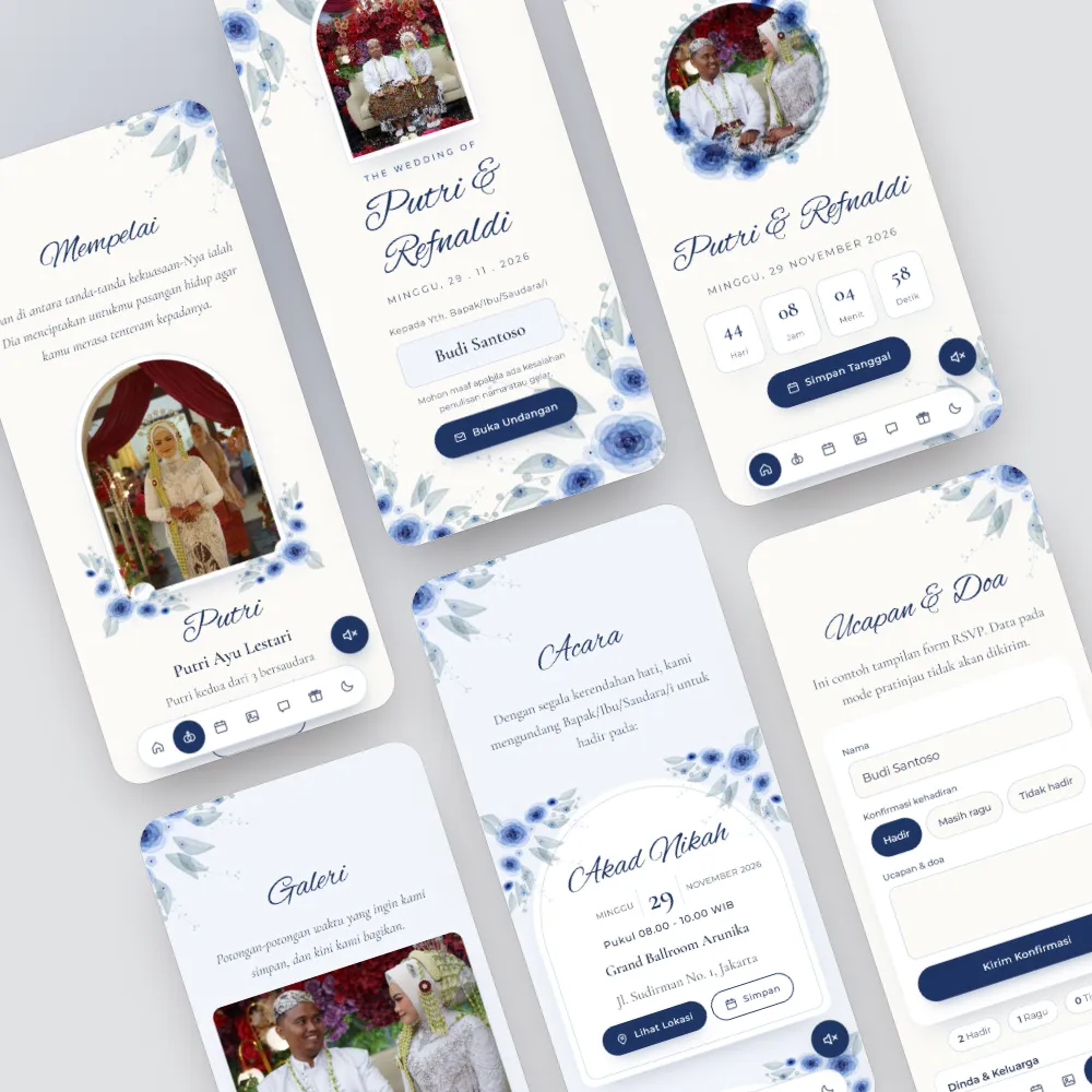 Tampilan template Bunga Biru