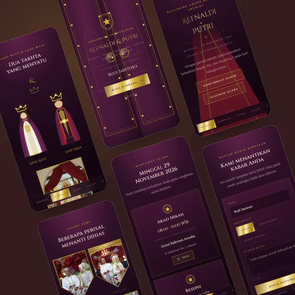 Tampilan template Crown & Velvet