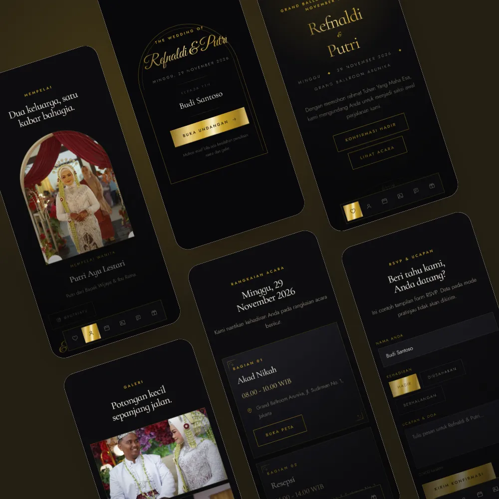 Tampilan template Noir & Gilt